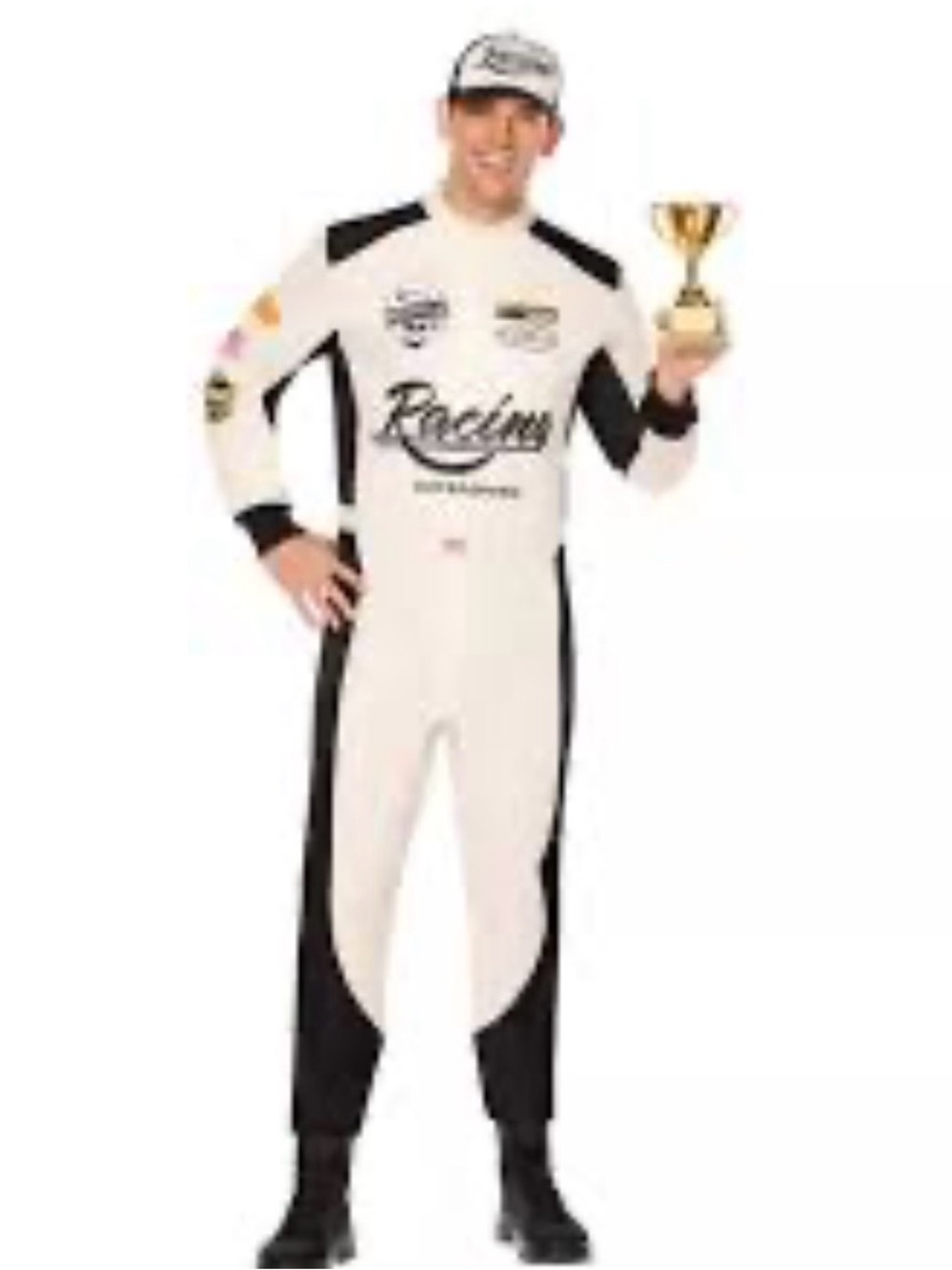 Spirit Racing Jumpsuit Unisex S/M White Black Nascar Moto Costume Coveralls